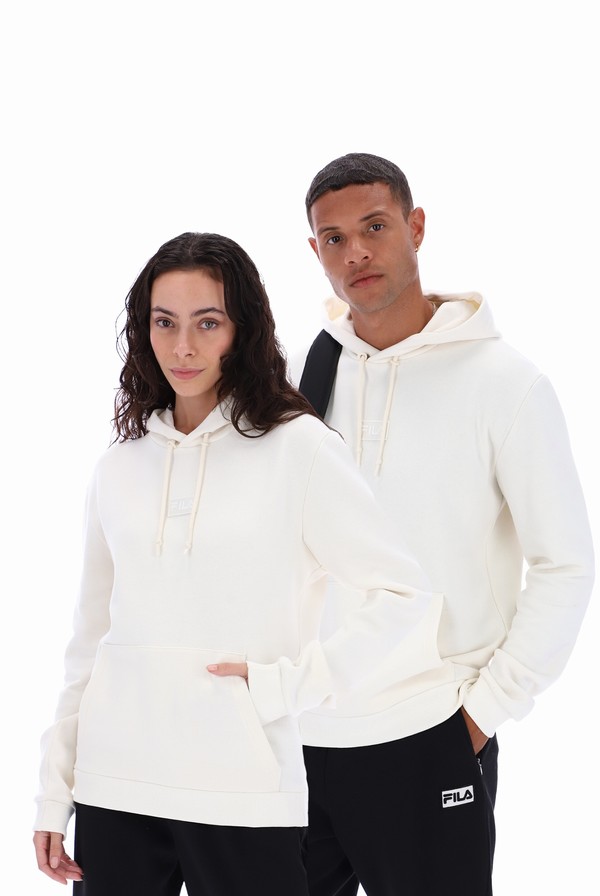 White Fila Lance 2 Recycled Fleece Men Hoodie | 5918WMIZF