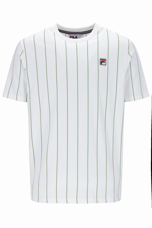 White Fila Lee Pin Striped Men T-shirts | 9506WKSVH