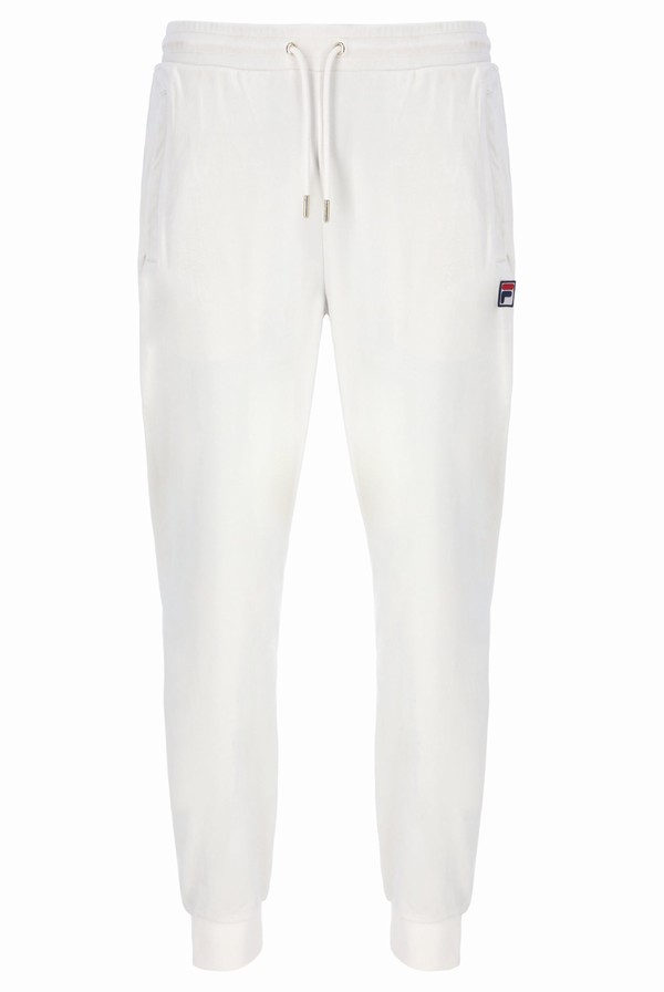 White Fila Lir Velour Men Bottoms | 2958UTHQC