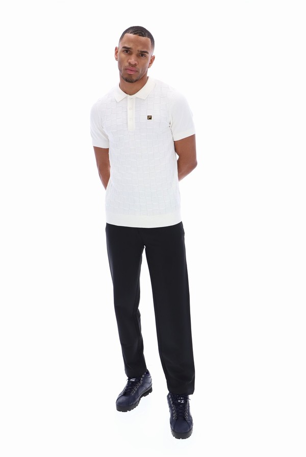 White Fila Lucian Knit Men Polo Shirts | 8931SZYCD