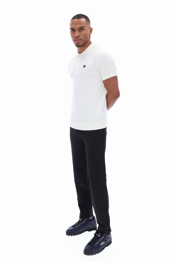 White Fila Lucian Knit Men Polo Shirts | 8931SZYCD