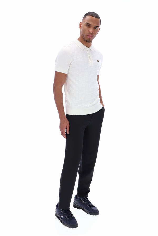 White Fila Lucian Knit Men Polo Shirts | 8931SZYCD