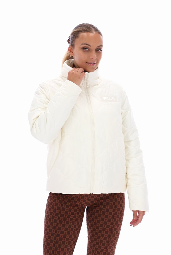 White Fila Mavis Quilted Women Jackets | 0732KSOYR