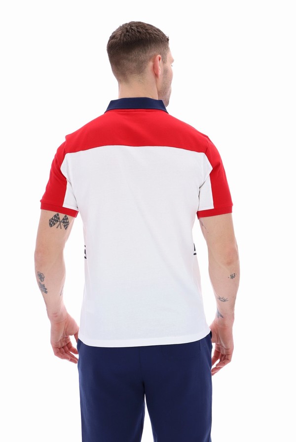 White Fila Mivvi Cut And Sew Panelled Men Polo Shirts | 1053FXHIR