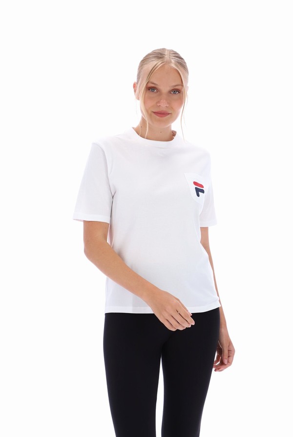 White Fila Nori Boxy Pocket Women T-shirts | 2507RYKTO