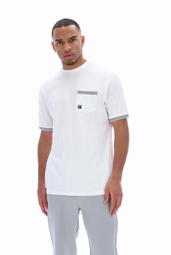 White Fila Otto Pocket Men T-shirts | 3021WHESY