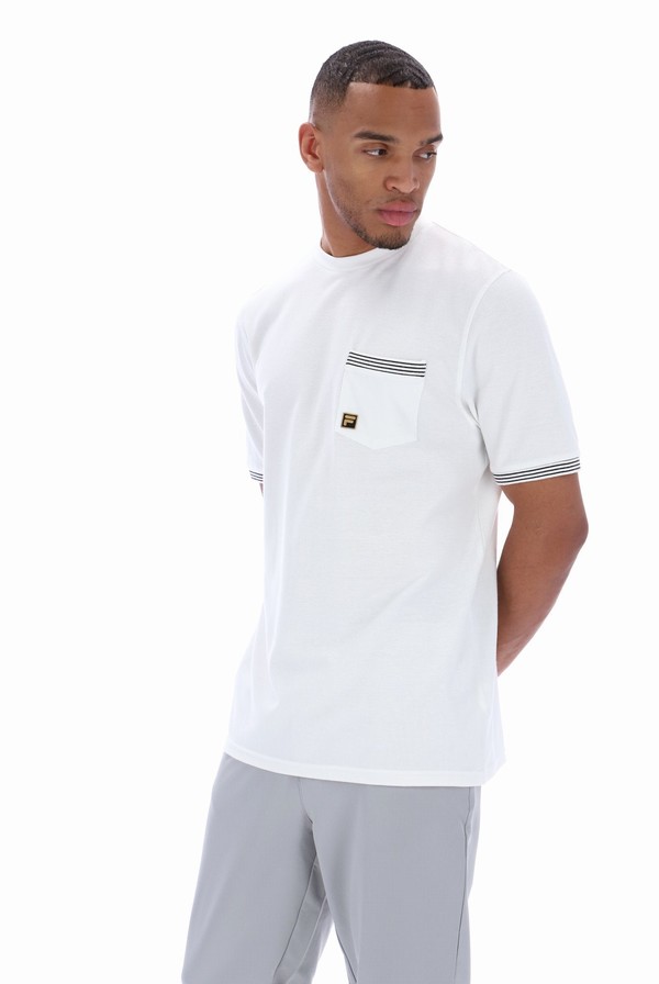 White Fila Otto Pocket Men T-shirts | 3021WHESY