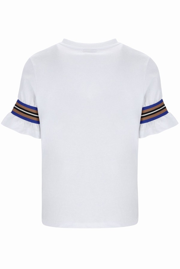 White Fila Puff Sleeved Women T-shirts | 0376ZPRAU