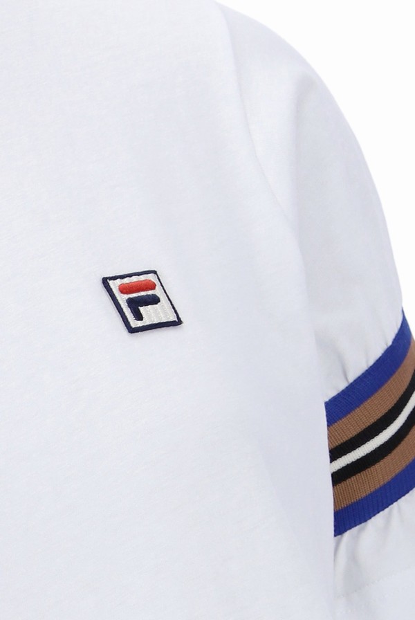 White Fila Puff Sleeved Women T-shirts | 0376ZPRAU