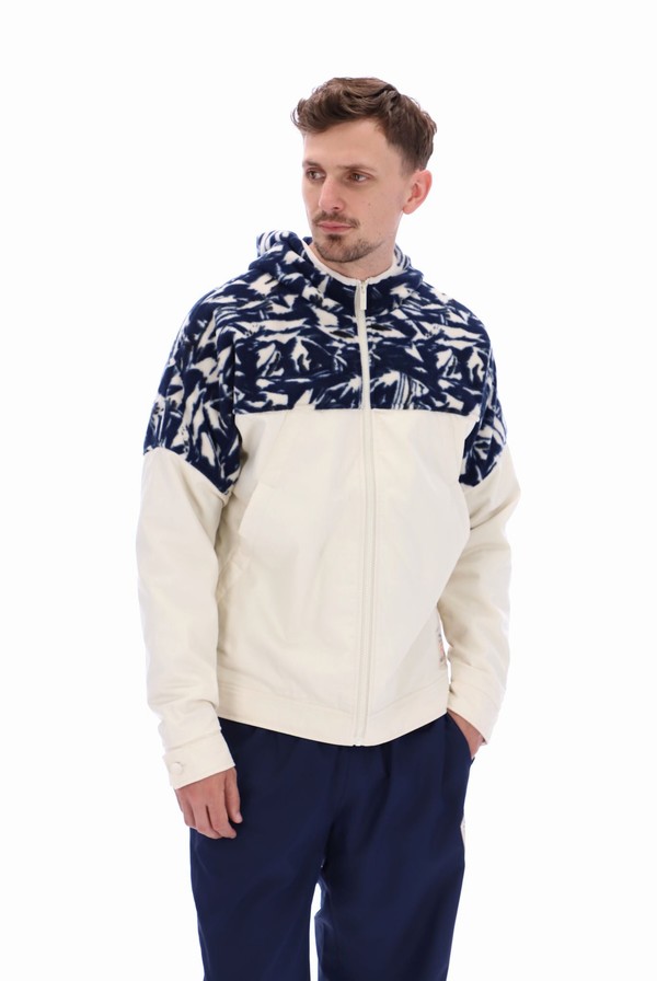 White Fila Qway Fabric Mix Fleece Men Jackets | 1297QNWJG