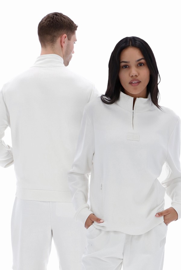 White Fila Raffy 1/4 Zip Women Co-ords | 0473HAMXK