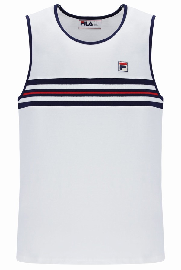 White Fila Rico Jaquard Rib Men T-shirts | 8923SDLQN