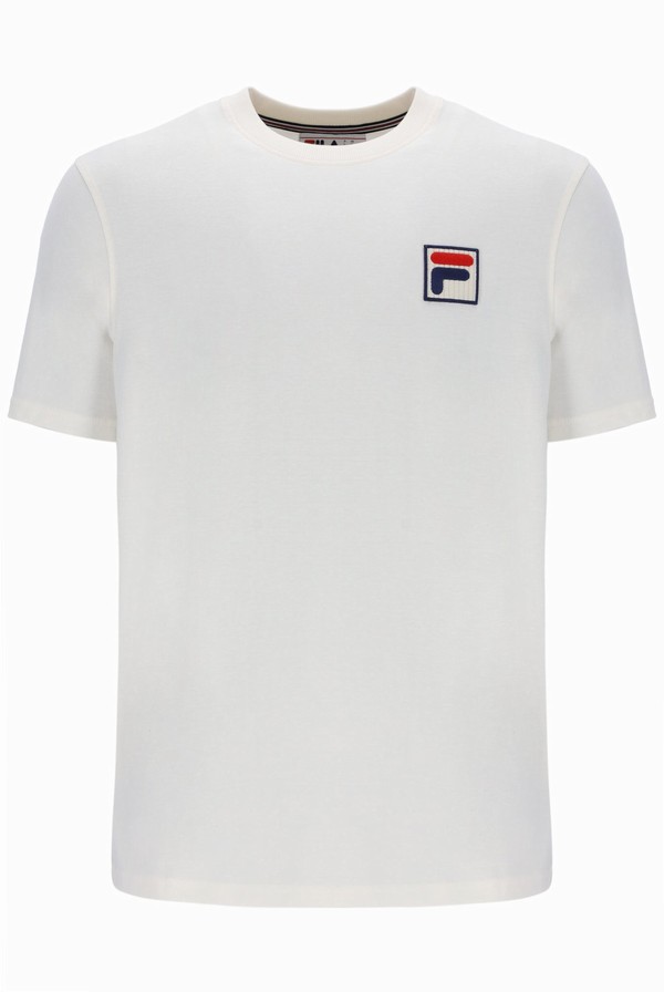 White Fila Rogan Large Logo Men T-shirts | 1209QETXM