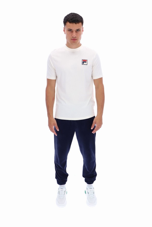 White Fila Rogan Large Logo Men T-shirts | 1209QETXM