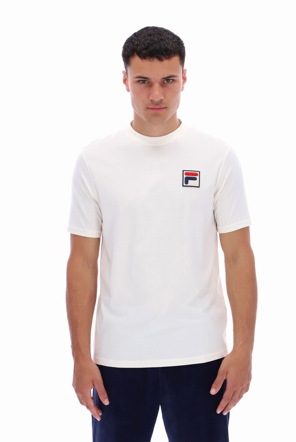 White Fila Rogan Large Logo Men T-shirts | 1209QETXM