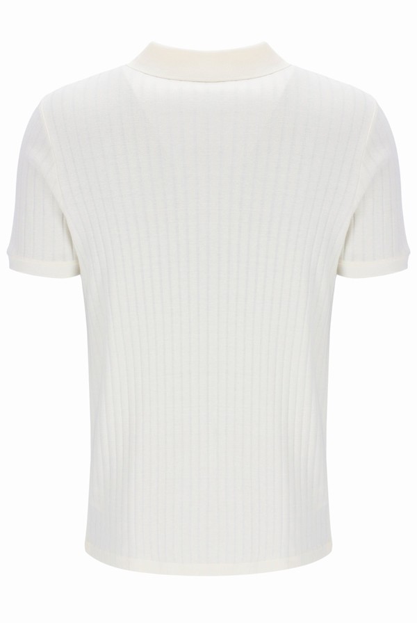 White Fila Rufus Textured Stripe Men Polo Shirts | 8106OGWMR