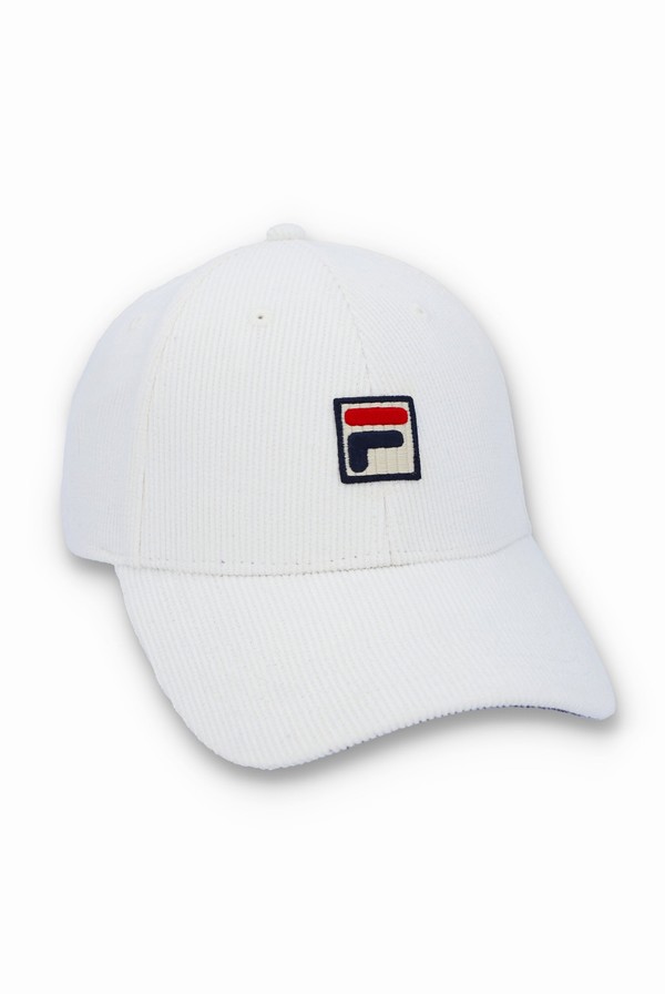 White Fila Shylo Corduroy Baseball Women Caps | 2813KEPRS