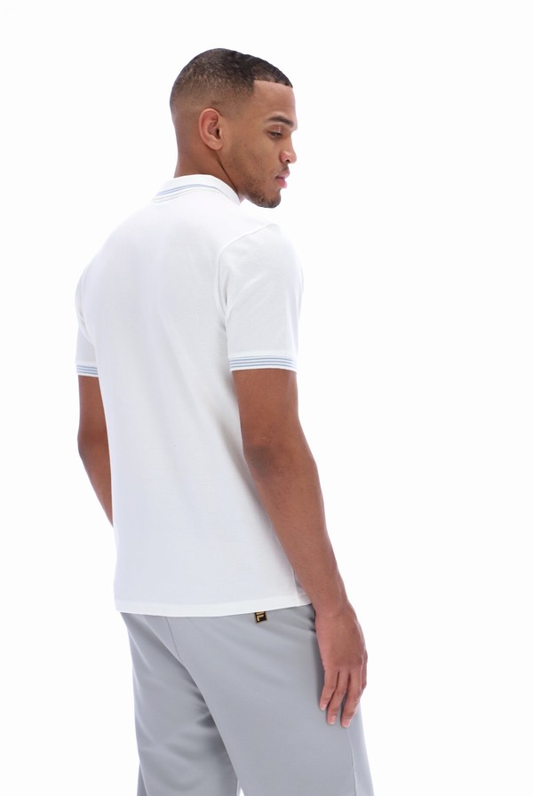 White Fila Soren Men Polo Shirts | 0632WGTKP