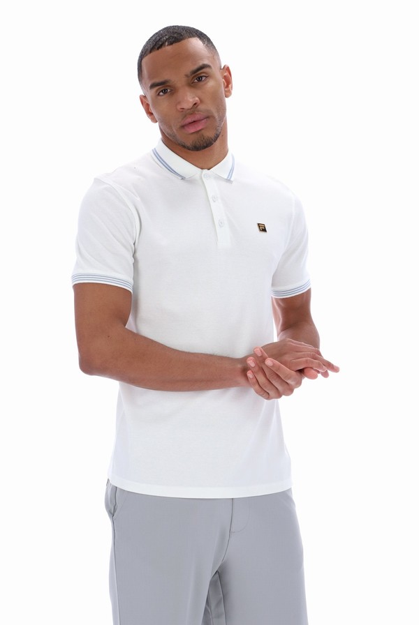 White Fila Soren Men Polo Shirts | 0632WGTKP