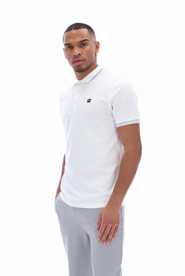 White Fila Soren Men Polo Shirts | 0632WGTKP