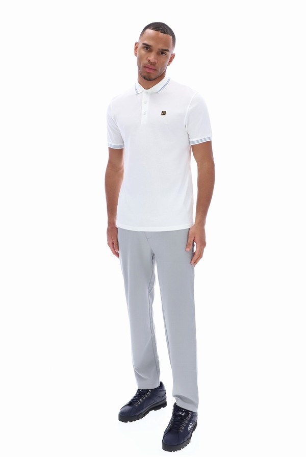 White Fila Soren Men Polo Shirts | 0632WGTKP