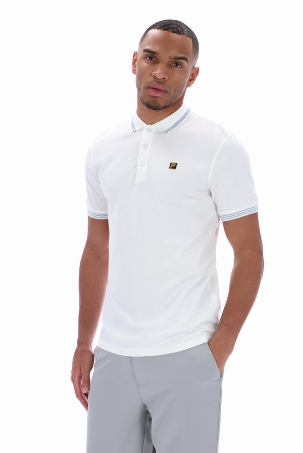 White Fila Soren Men Polo Shirts | 0632WGTKP