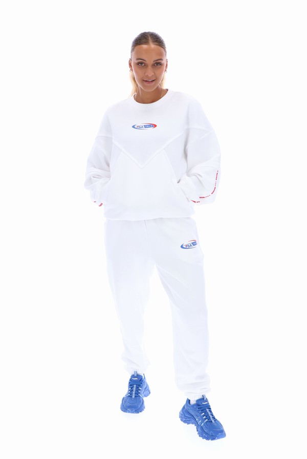 White Fila TALA Crew Women Co-ords | 1572QKTVE