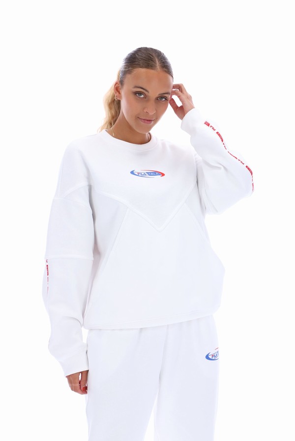 White Fila TALA Crew Women Co-ords | 1572QKTVE