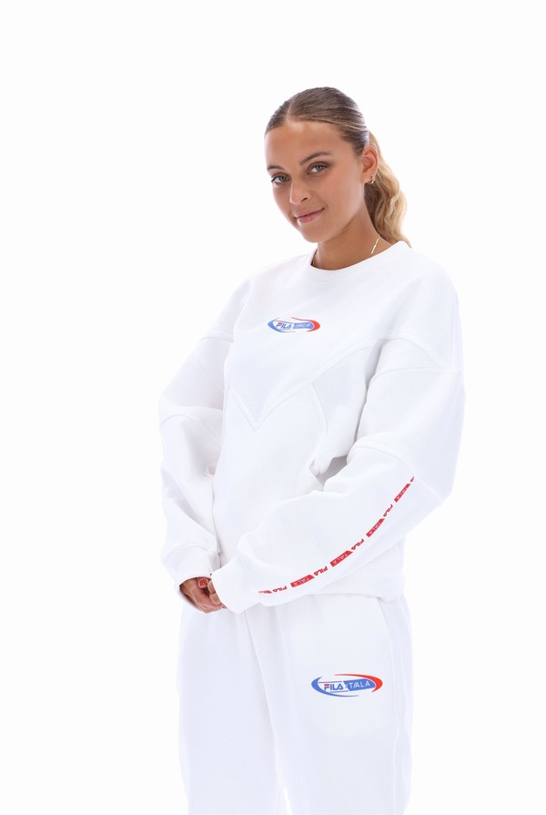 White Fila TALA Crew Women Co-ords | 1572QKTVE