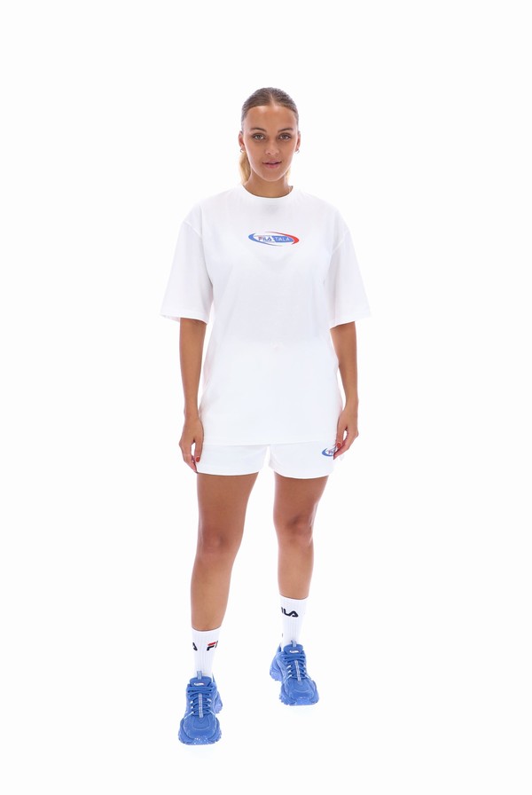 White Fila TALA Oversized  Women T-shirts | 4108BKLNP