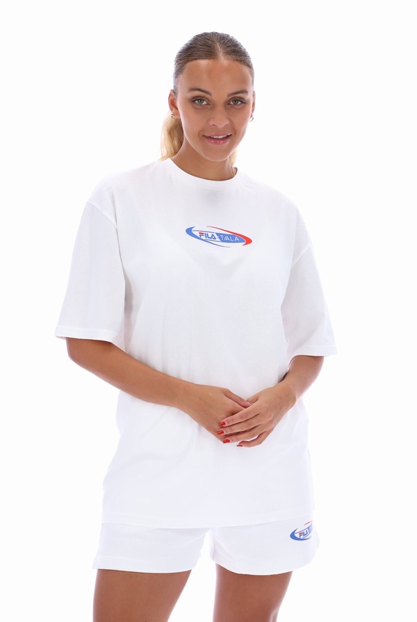 White Fila TALA Oversized  Women T-shirts | 4108BKLNP