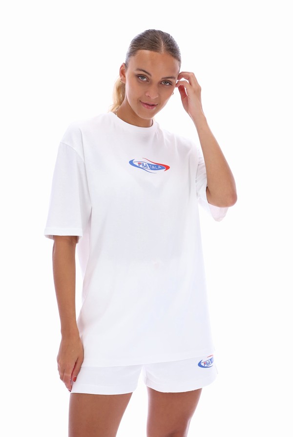 White Fila TALA Oversized  Women T-shirts | 4108BKLNP