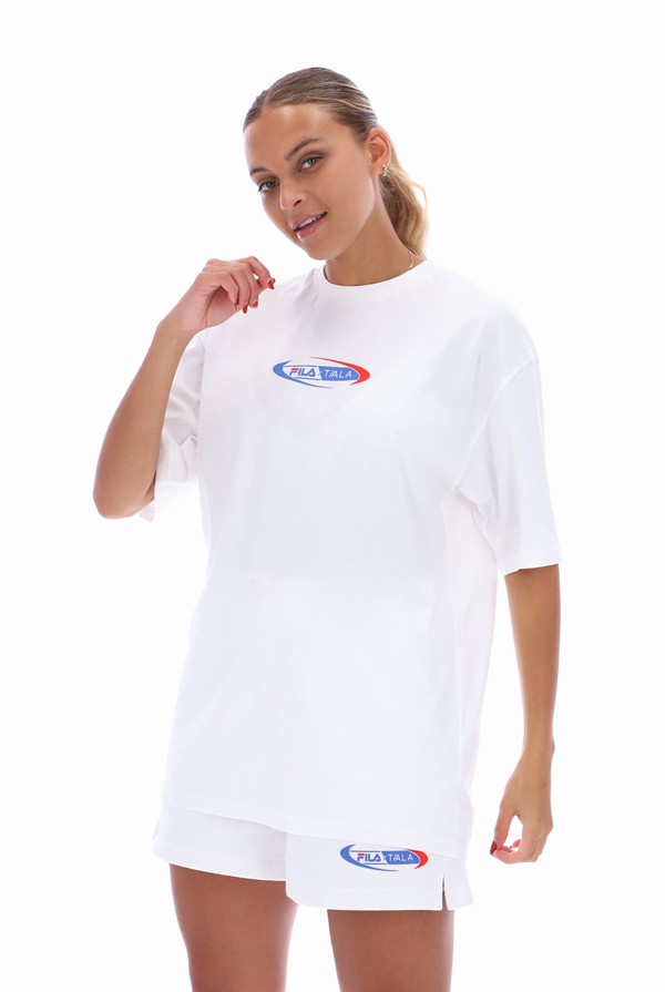 White Fila TALA Oversized  Women T-shirts | 4108BKLNP