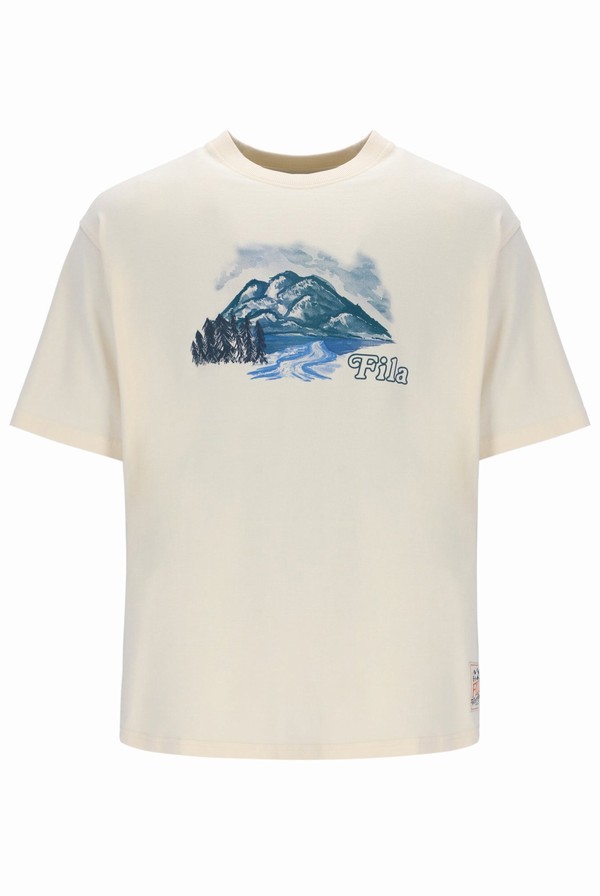 White Fila Trevour Graphic Men T-shirts | 3412PWFXH