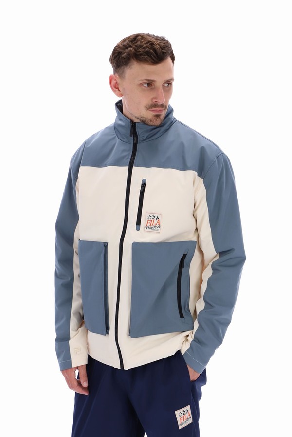 White Fila Woody Double Layered Men Jackets | 2407RFYOZ