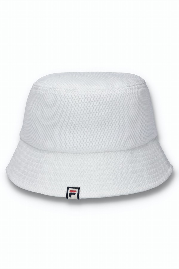 White Fila Yammy Mesh Bucket Men Hats | 6519AYECV