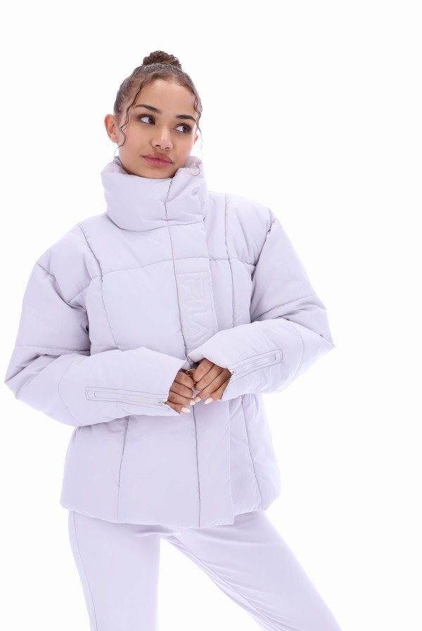 White Fila Zalikah Crop Puffer Women Jackets | 2415JKHFW