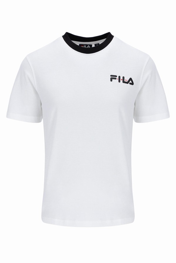 White / Black Fila Pria Women T-shirts | 0561AJXDV