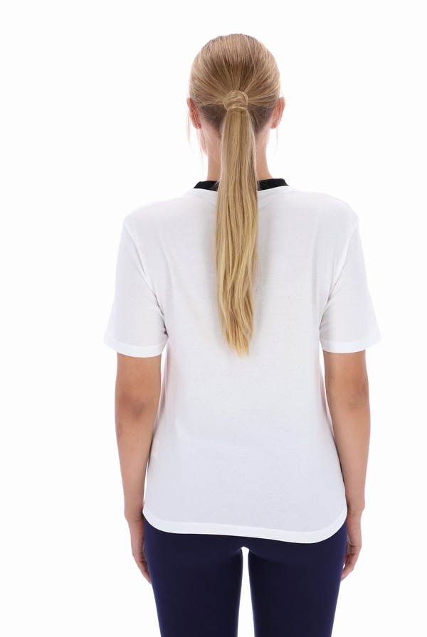 White / Black Fila Pria Women T-shirts | 0561AJXDV