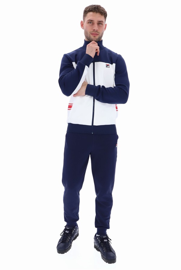 White / Blue Fila Gavin Colour Block Men Track Top | 5481LMKWX