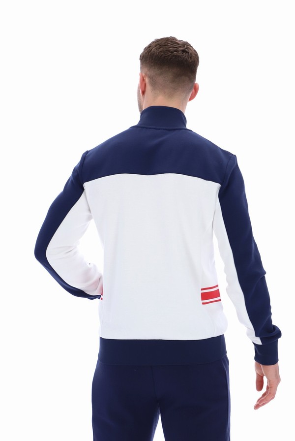 White / Blue Fila Gavin Colour Block Men Track Top | 5481LMKWX