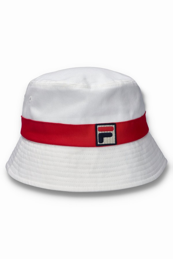 White / Blue Fila Tabbs Bucket Women Hats | 5418SDOGT