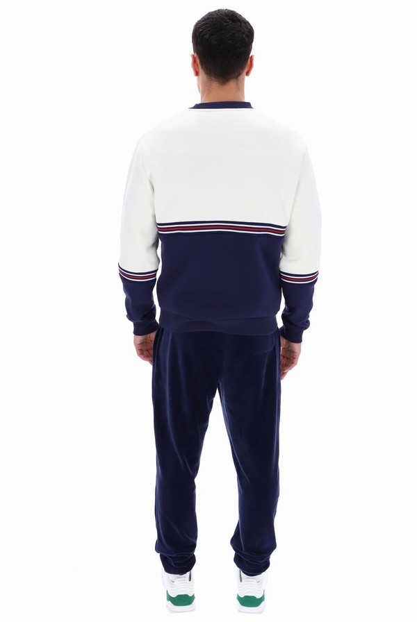 White / Navy Fila Attwood Colour Block Men Sweatshirts | 8265EHADC