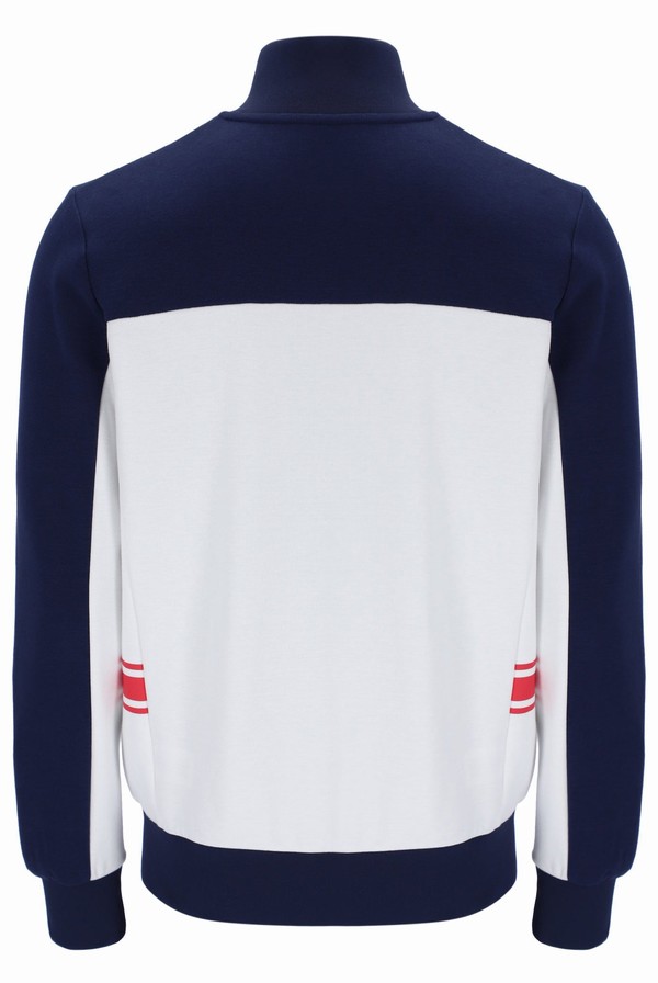 White / Navy Fila Gavin Colour Block Men Tracksuits | 5078ZWCDP