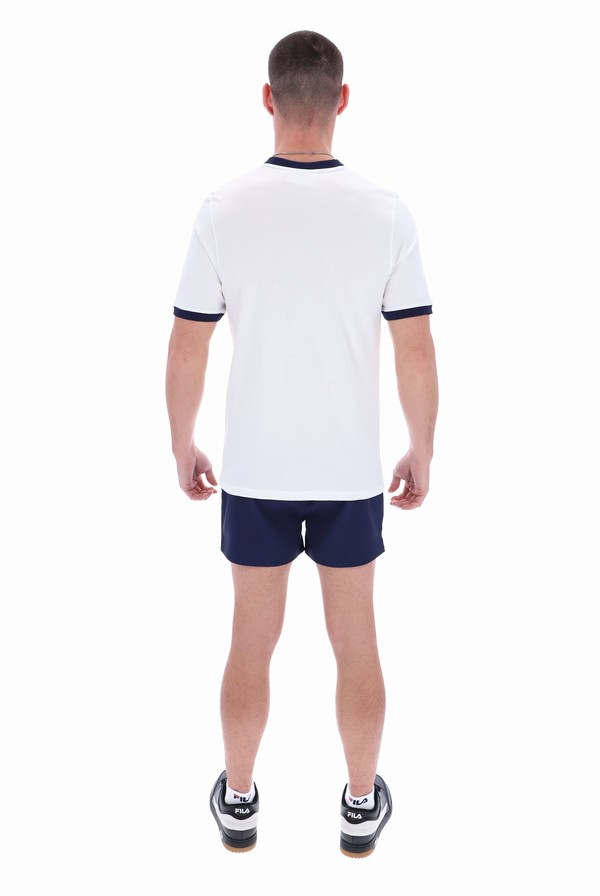 White / Navy Fila Marconi Essential Ringer Men T-shirts | 8590PIBCQ