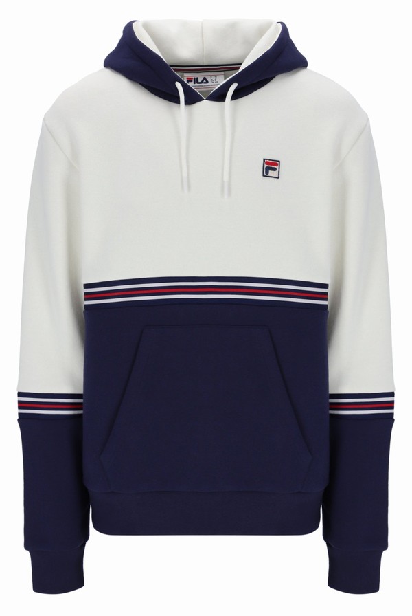 White / Navy Fila Ralph Colour Block Men Hoodie | 7235JPMGQ