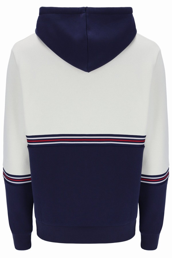 White / Navy Fila Ralph Colour Block Men Hoodie | 7235JPMGQ