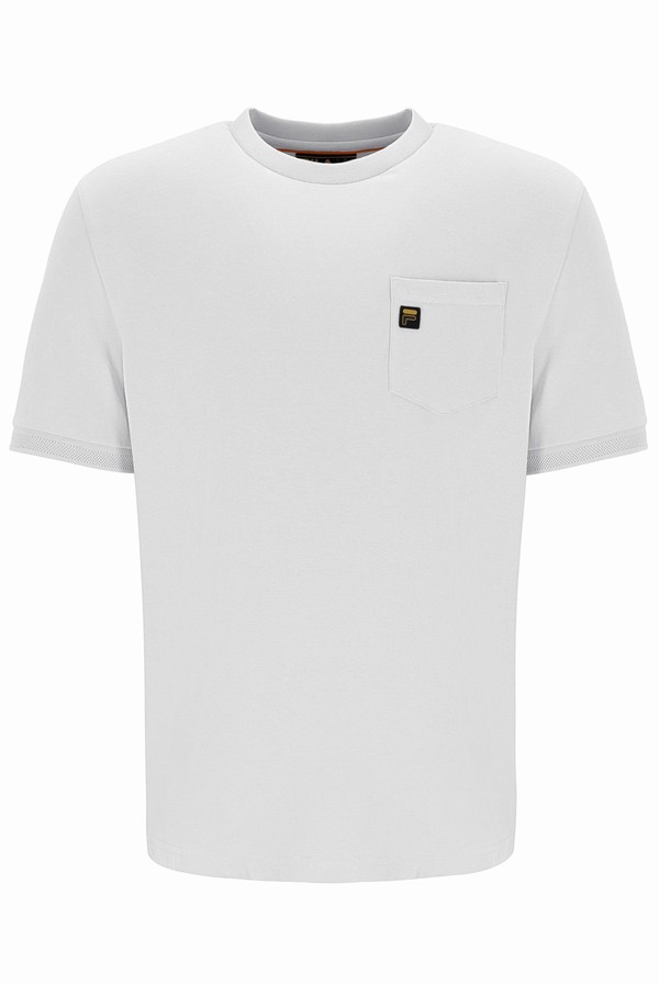 White / Orange Fila Teo Cut & Sew Pocket Men T-shirts | 5280FOTCK