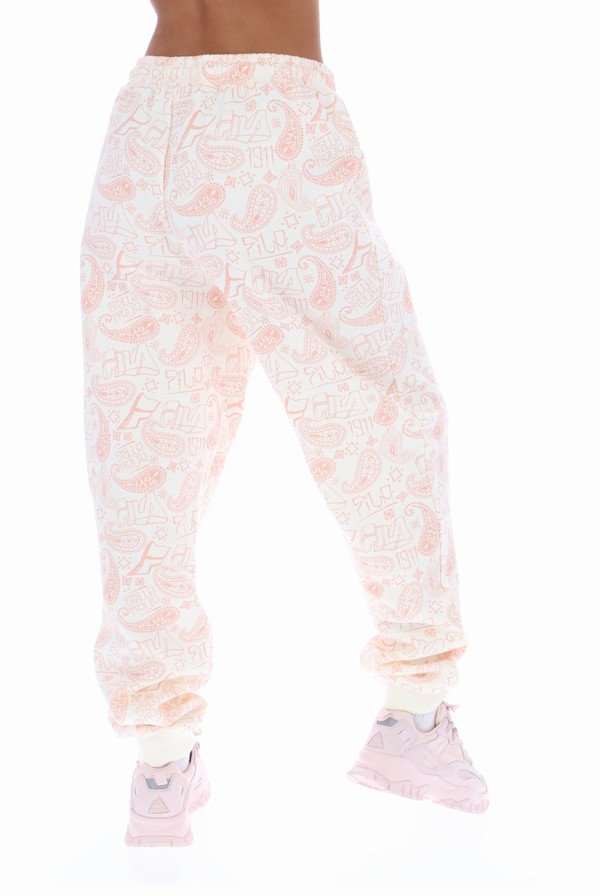 White / Pink Fila Dannielle Loose Women Jogger | 9350HAIUZ