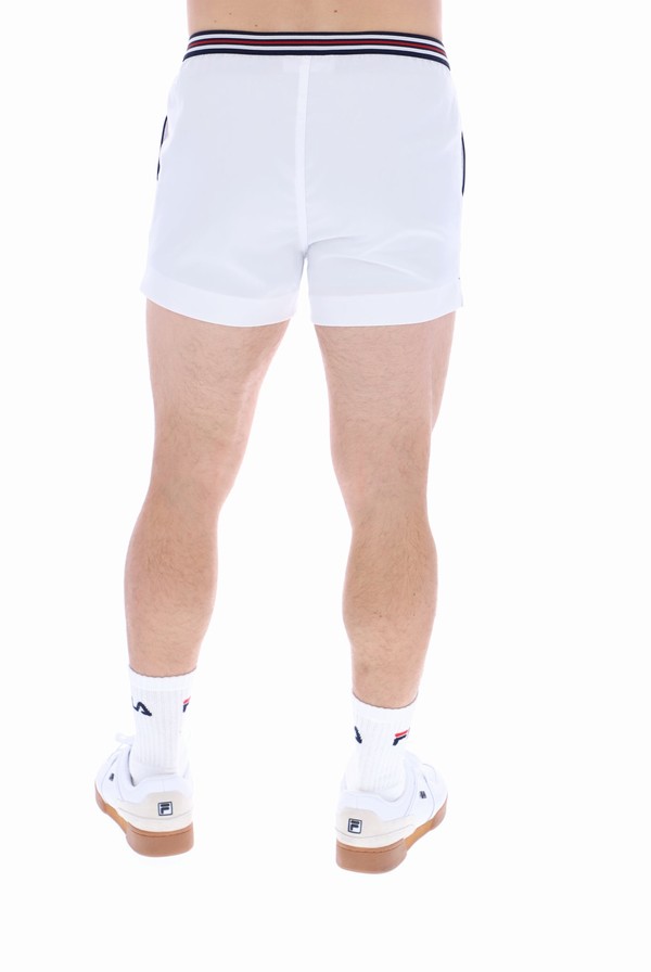 White / White / Navy Fila Hightide 4 Terry Pocket Men Shorts | 3920THGAL